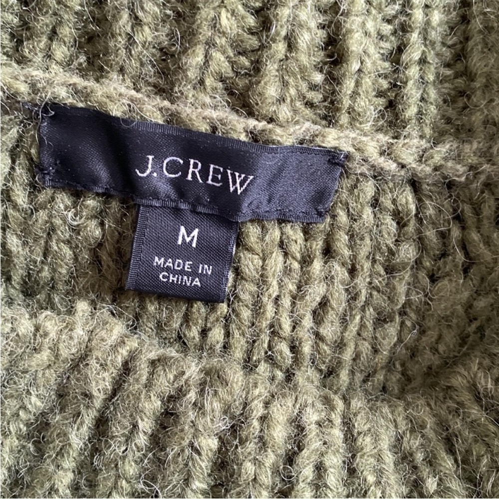 J. Crew Cable Knit Pointelle Alpaca Wool Blend Sweater Popcorn Flowers Green - Picture 10 of 10
